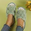 Women'S Argyle Fuzzy Slippers, All-Season Warm Indoor Home Slides, Comfortable Breathable Fabric Home Shoes