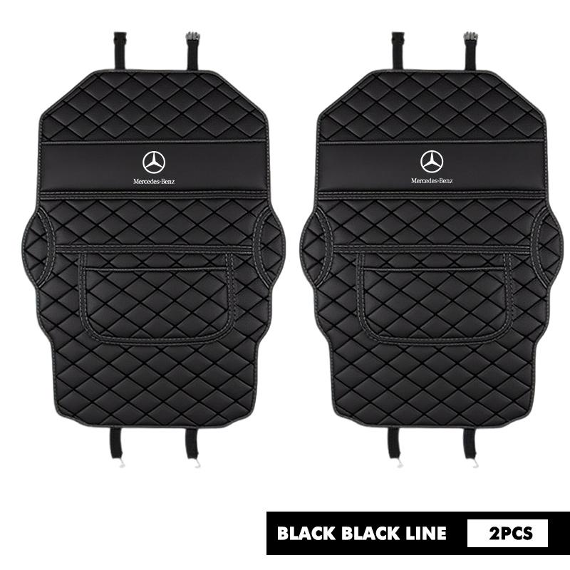 AABIB1 For Benz Car Logo Seat Back Protector Pad Leather Anti Kick Pads Anti Dirty Protect Mats AMG Exclusive A C E R V Class CLA CLS