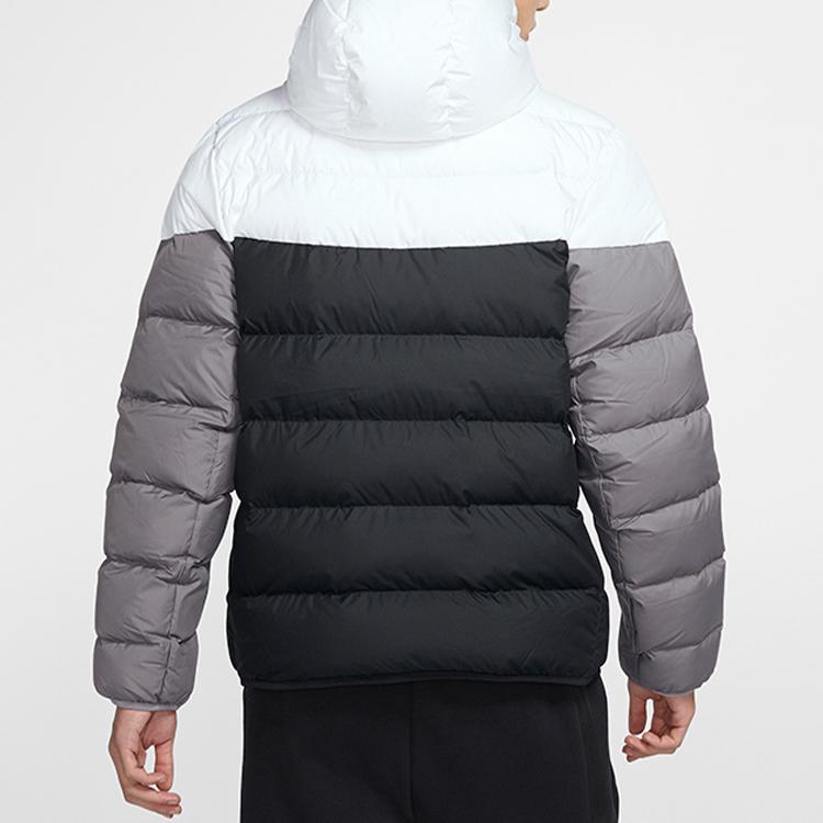 Nike NSW Down Fill Color-Block Повседневная спортивная куртка с капюшоном Мужская верхняя одежда Черный Белый CU0226-100