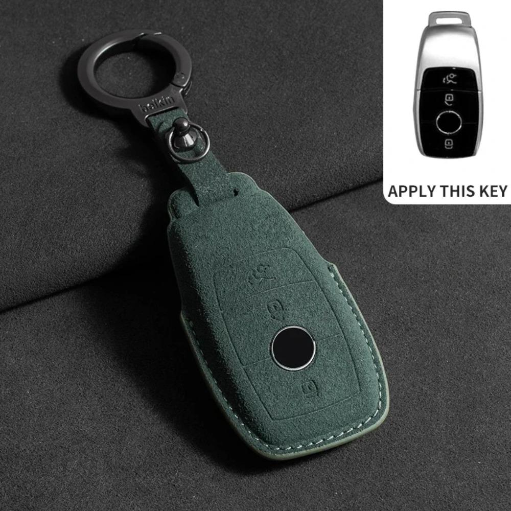 Suede Leather Car Key Case for Mercedes Benz E Class W213 W205 E200 E260 E300 E320 AMG CLA 2019 2020 Remote Fob Shell Case