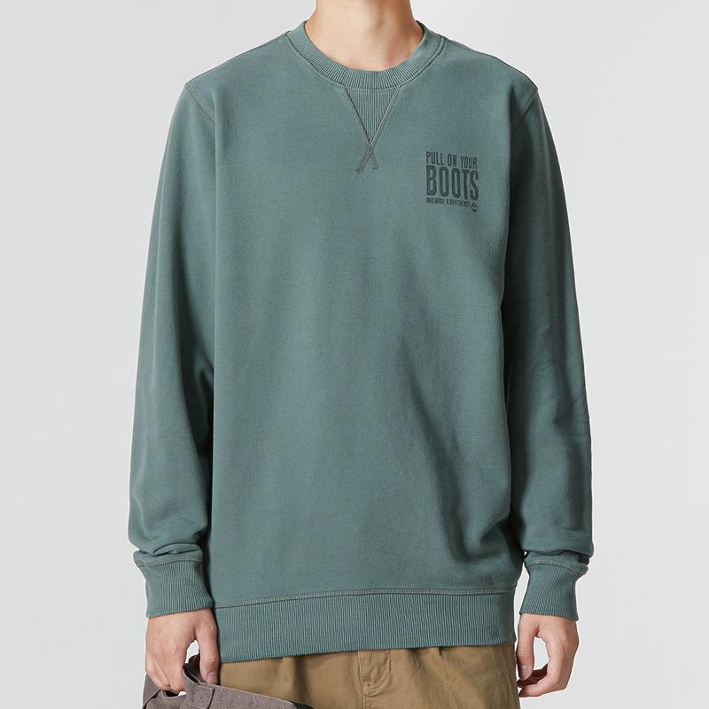 Timberland Af Boot Crew Neck Sweatshirt Solid Color Letter Print Sports Casual Round Neck Sweatshirt Men sweatshirt Green A699D-392