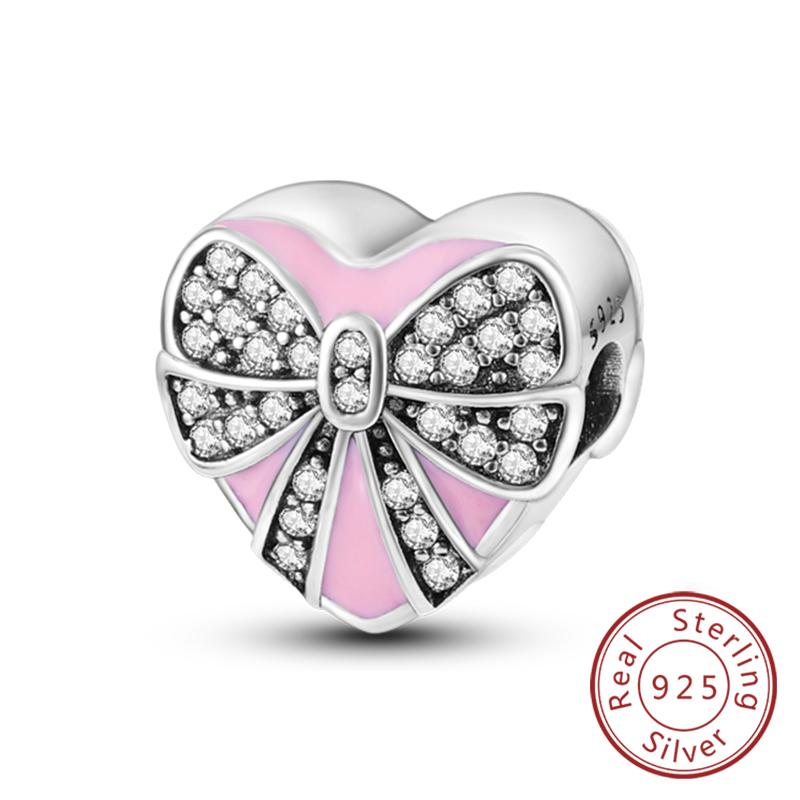 Оригинальный медный шарм-бусина Сердце Влюбленные День святого Валентина Шарм Подходит для браслета-шарма Подвеска Женские украшения Подарок