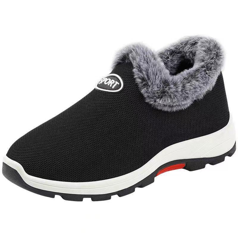 Winter Women's Cotton Shoes with Plush and Thick Mountaineering Soles for Middle-aged and Elderly People, Warm Cotton Shoes, Flat Snow Boots