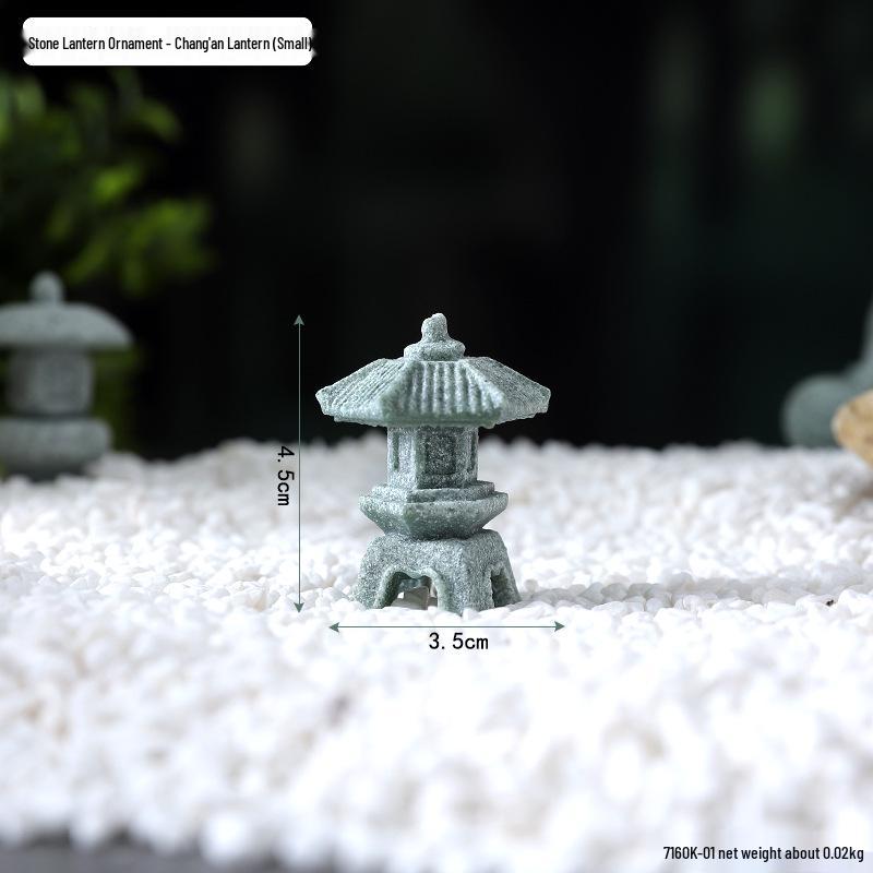 Envy Porcelain Stone Lantern: Small Chinese Pavilion Ornament for Desktop or Fish Tank Scenery.