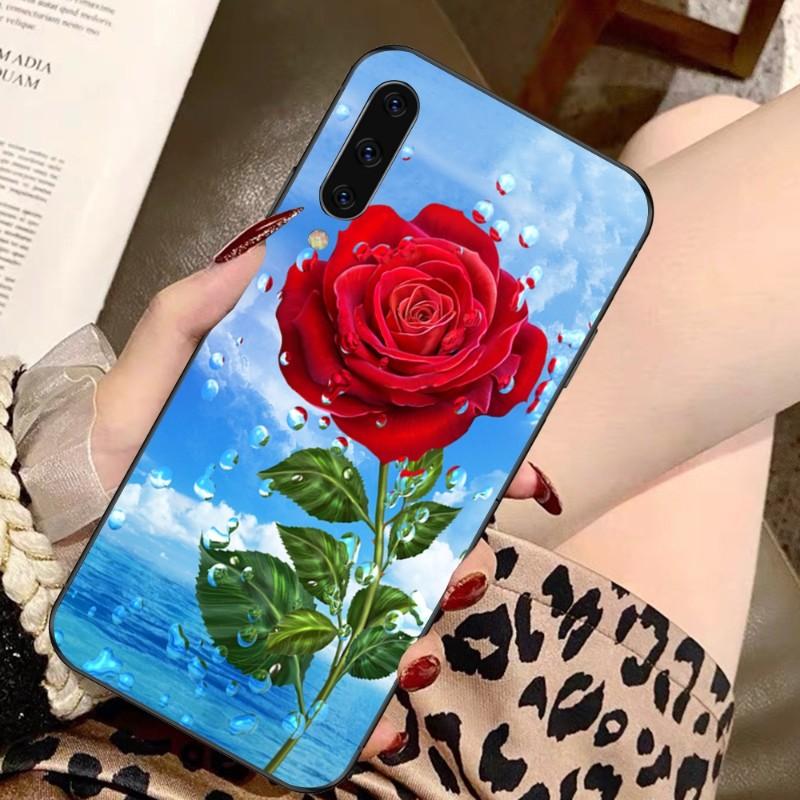 Чехол для телефона с цветком красной розы для Samsung A91 A81 A73 A72 A71 A30S A20 A12 A13 A52 A53 4G 5G, мягкий черный чехол для телефона