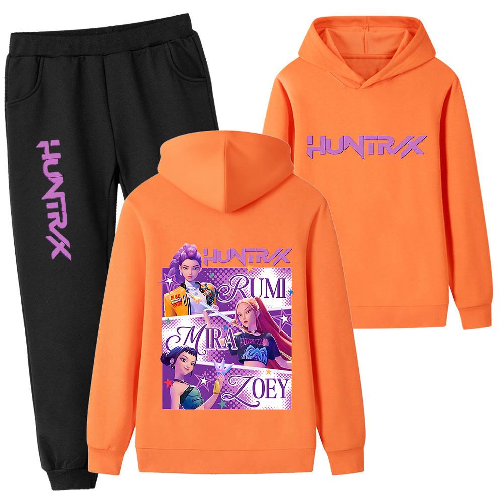 PB1206-2 Детский Kpop Худи с длинными рукавами и двусторонним принтом, брюки, комплекты одежды для мальчиков и девочек