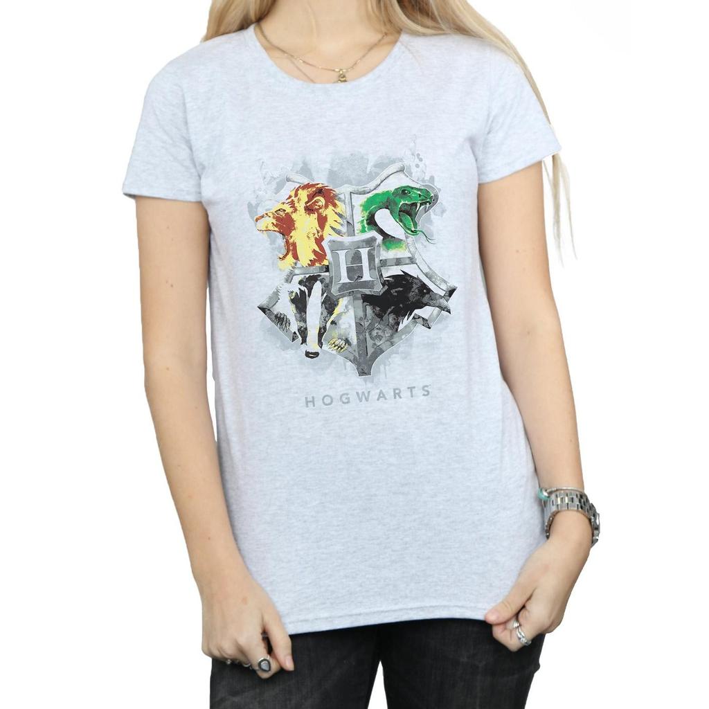 Harry Potter Womens/Ladies Hogwarts Painted Crest Cotton T-Shirt