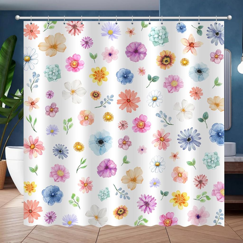 Kids Funny Ocean Shower Curtain, Cute Cartoon Watercolor Colorful Underwater Whale Boys and Girls Bathroom Decor Curtains