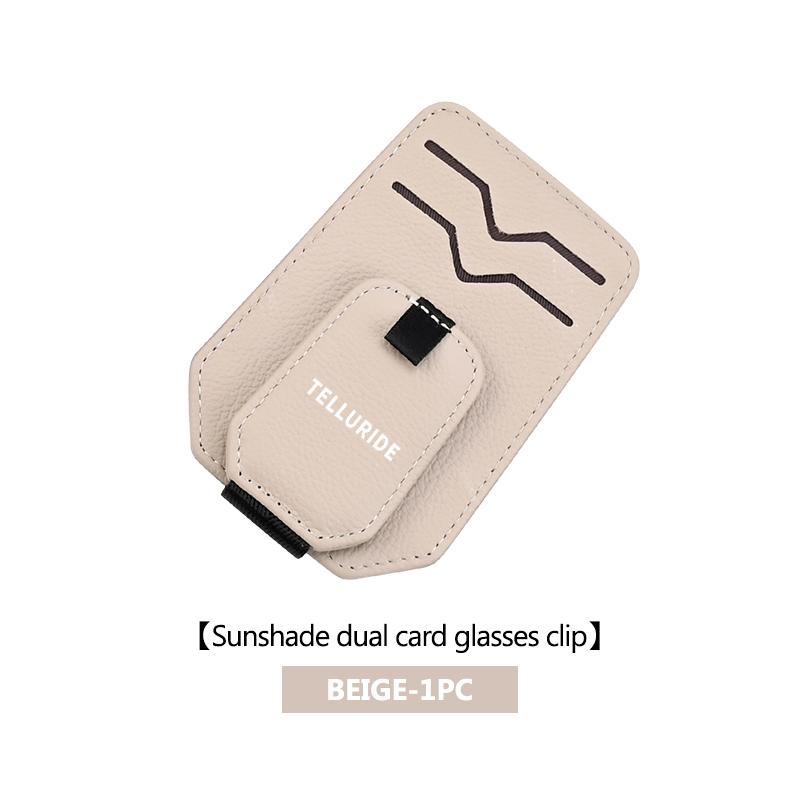 AANO1 Car Multifunction Leather Sunglasses Holder Portable Ticket Card Clip For KIA Venga Sedona Forte Stonic Picanto Sorento Stinger