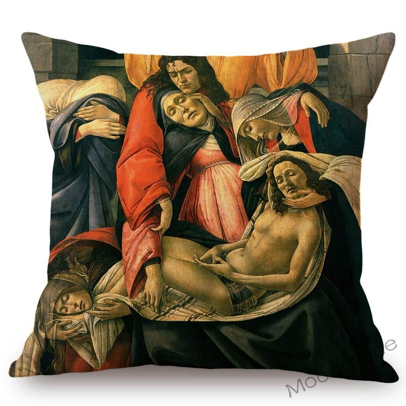 Сандро Боттичелли Флоренция Искусство Рождение Венеры Всемирно известная картина маслом Декоративная наволочка из хлопка и льна Чехол для дивана