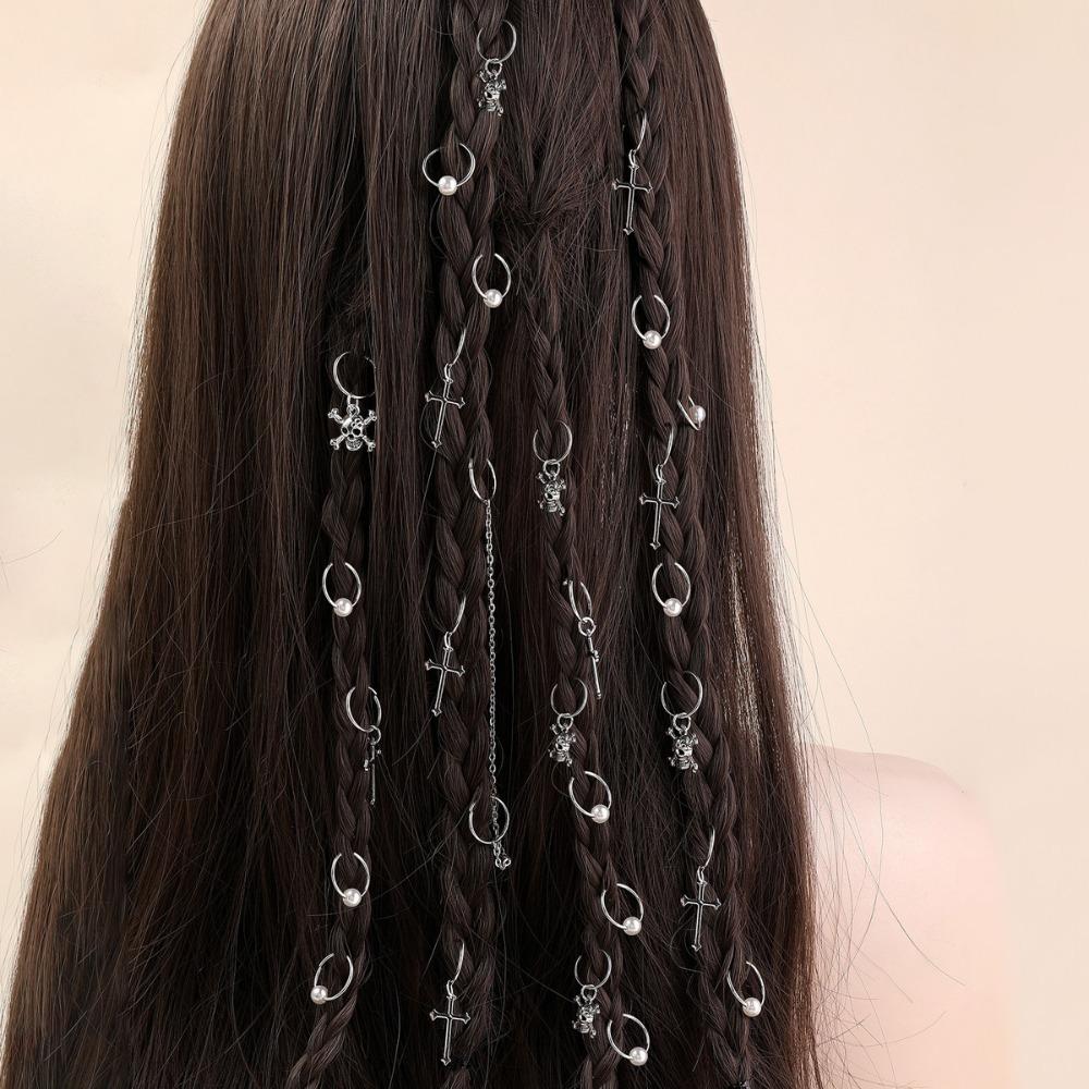 13pcs Metal Cuff Clips Dreadlocks Beads Hair Braiding Hair Braid Tubes  for Braids