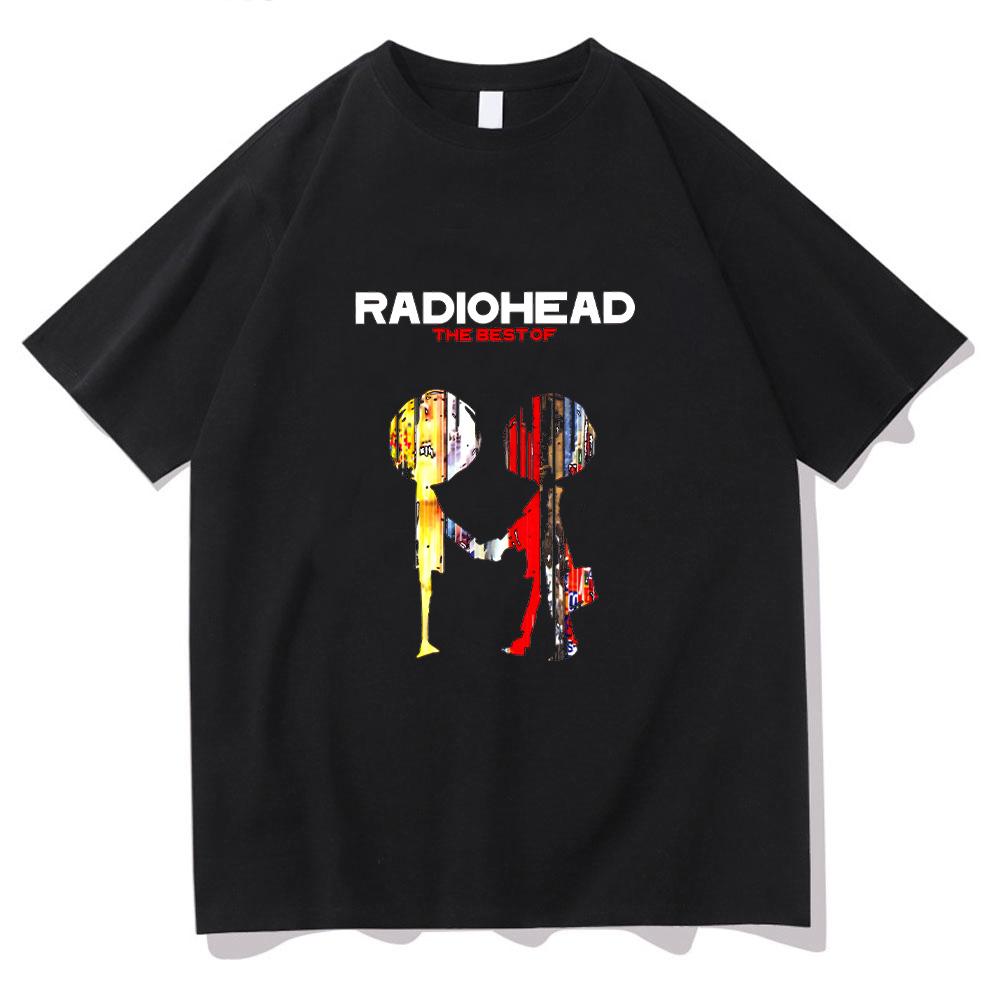 Radiohead Лучшее Винтажные Футболки Рок-группы Музыкальный Альбом Графическая Футболка Хип-Хоп Унисекс Мода Винтажная Уличная Одежда Хлопок ...
