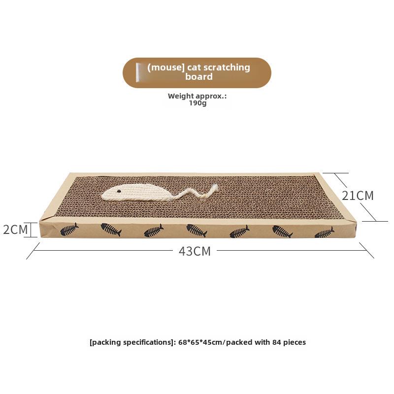 Большая сизалевая доска-когтеточка для кошек с фигурками мышек и рыбок для стачивания когтей