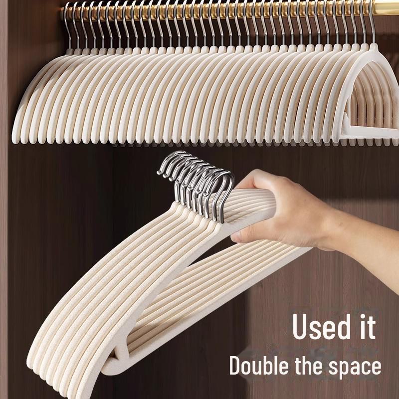 "Non-Slip Semi-Circular Flocking Hanger: Anti-Shoulder Corner Organizer for Clothes"