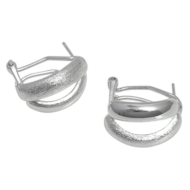 ANENJERY Серебристые двухслойные матовые серьги-кольца для женщин, дугообразные минималистичные простые ювелирные аксессуары для девочек