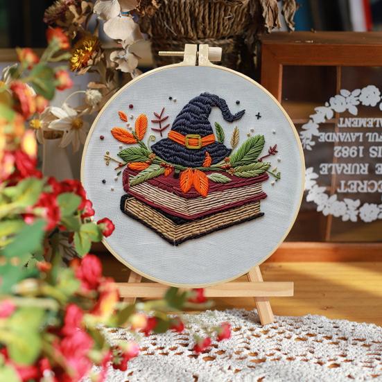 Набор для вышивания на Хэллоуин Набор для вышивки крестом своими руками с пяльцами для вышивания Ручная вышивка для начинающих Поделки гномов для начинающих Взрослые