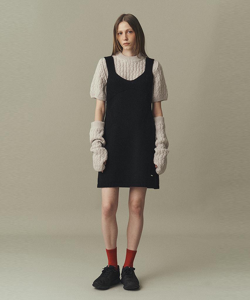 Awi Wool Blend Knit Dress_Black
