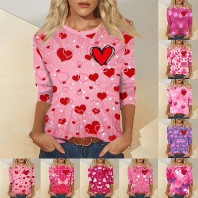 Женский модный и повседневный свитер с рукавом семь четвертей и принтом ко Дню святого Валентина