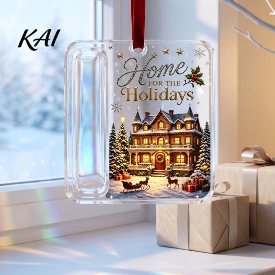 Decorative Cash Holder for Christmas Acrylic Money Ornament, Gift Hanging Decor with Ornament Tree Festive Pattern, Pendant Surprise Giving,