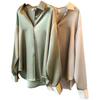 Long Sleeves Satin Shirt Women's Stylish Fashion New Spring & Fall Drape Retro Hong Kong Style Loose Tops Shirt