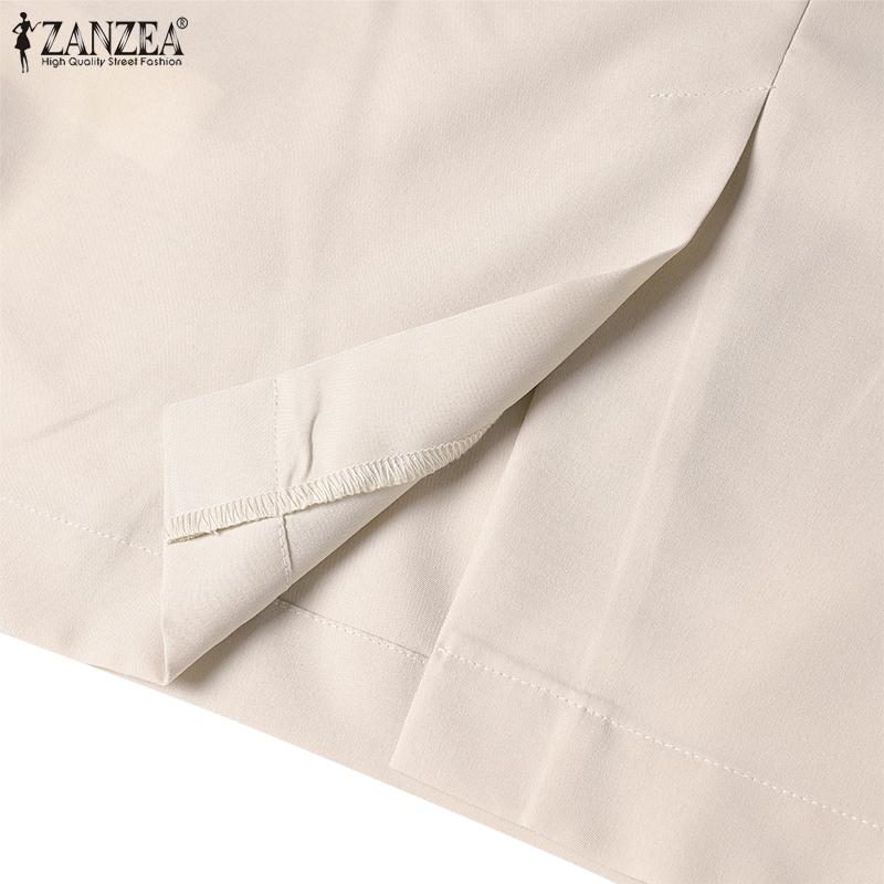 ZANZEA Женское повседневное тонкое платье с круглым вырезом и коротким рукавом