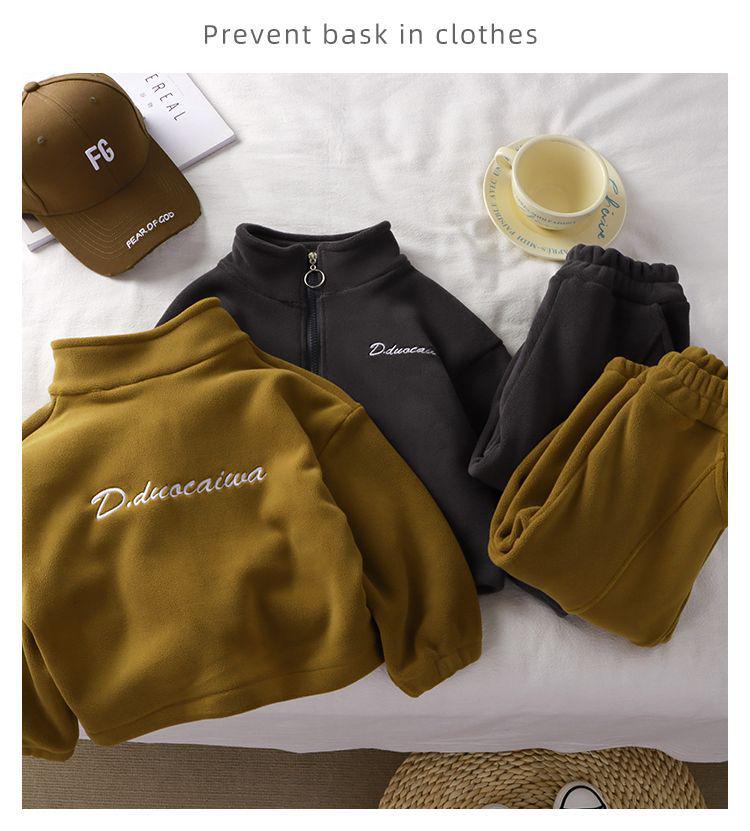 Детский флисовый костюм-двойка для осени/зимы - Корейский стиль для мальчиков и девочек