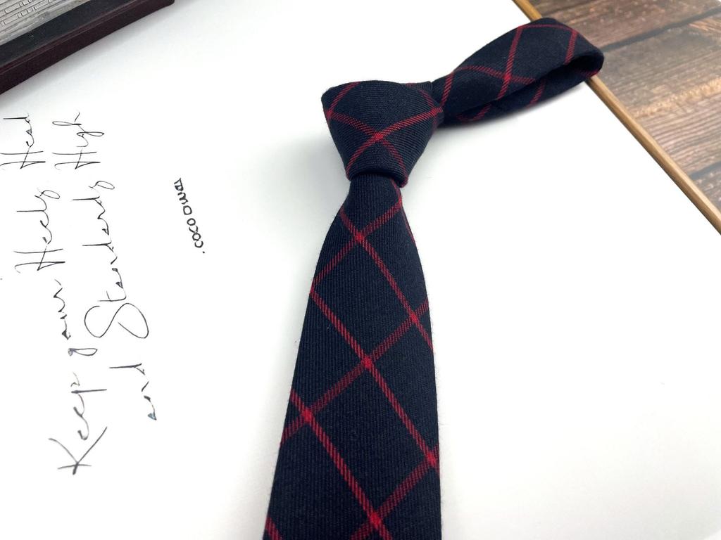 Men'S And Women'S Japanese Retro British 6Cm Narrow Tie Coffee Color Gray Blue Casual Grid, Get Married At Work