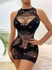 Plus Size Erotic Sexy Lingerie Bling Rhinestone Fishnet Bodysuit Transparent Sex Dress Women Mesh Tights Sexy Exotic Lingerie