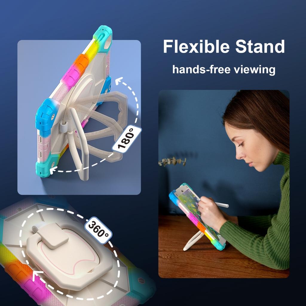 For Apple iPad 9.7 (2017) 360° Rotating Grip Heavy Duty Protection Stand TPU+PC 3in1 Anti-knock Shockproof Tablets PC Case