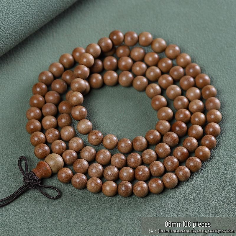 Premium Indian Sandalwood 108 Bead Bracelet: Water-Sinking Black Heart, Unisex Buddhist Prayer Beads