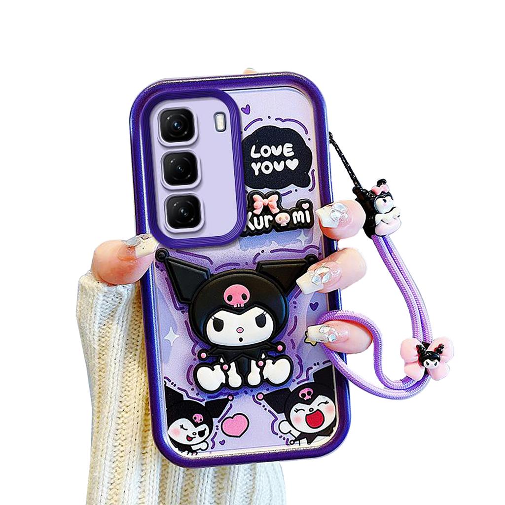 KEYSION Противоударный чехол для Infinix Hot 50 4G 5G со шнурком, силиконовый милый 3D чехол для телефона с мультяшной куклой для Infinix Hot 50 Pro 4G