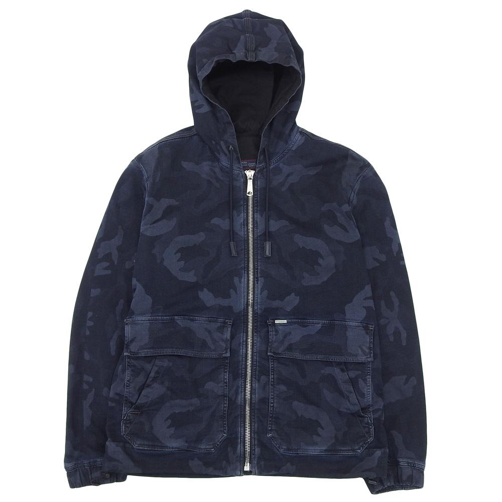 Diesel Куртка с капюшоном на молнии J-DAN с камуфляжным рисунком, мужская, темно-синяя, размер M Куртка M Темно-синийБ/у