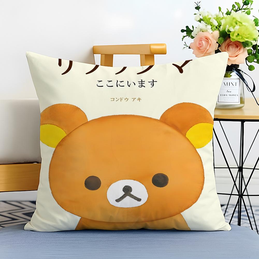 RRilakkuma Cushion Cover Washable Linen Pillowcase Soft for Sofa Bed Cozy Home Room Decor