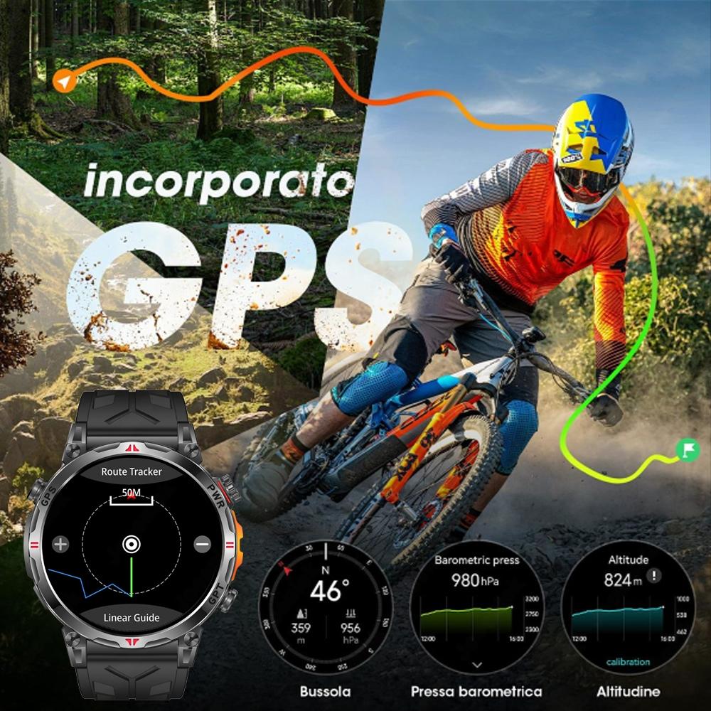 Новые Военные Прочные Смарт-часы T-Rex3 с GPS-позиционированием, Компас, Барометр, Высотомер, Водонепроницаемость 5ATM, Аккумулятор 650 мАч, Спортивные Мужские Часы