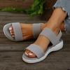 Fashion Women's Shoes 2024 Elastic Strap Women's Sandals Summer Breathable Mesh Solid Color Flat Bottom Casual Beach Large Size Sandals