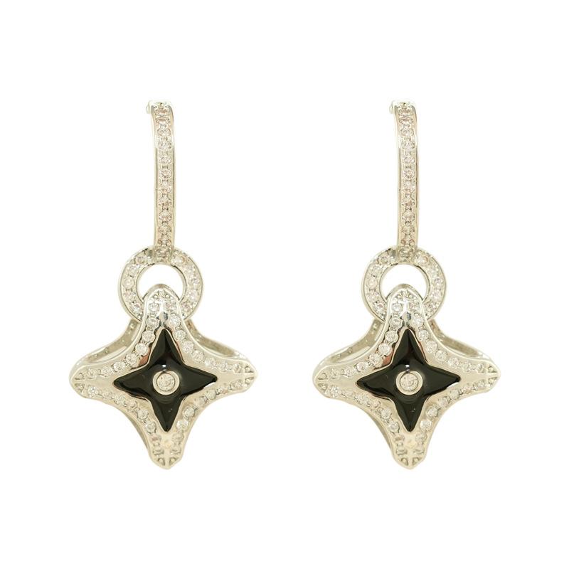 Четырехлистный клевер геометрические циркониевые серьги-капли с маслом женские высококачественные серьги Sense маленькие ароматные темпераментные серьги в стиле ретро