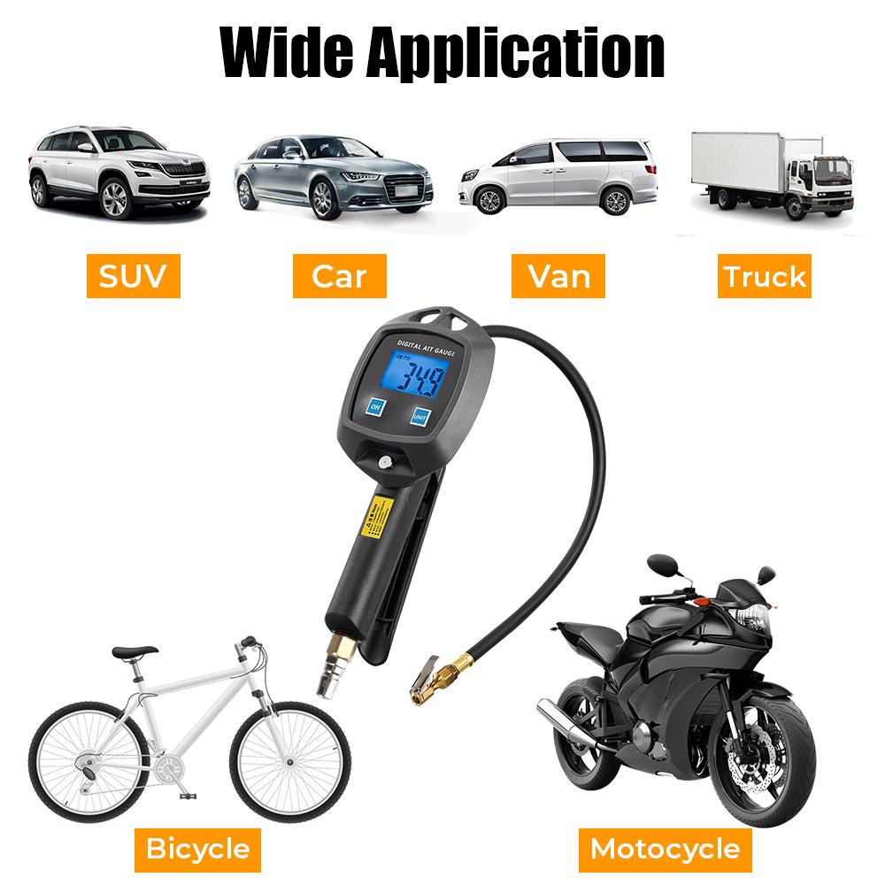 High-precision Monitoring Inflation Gun Tire Pressure Gauge Psi Bar Kpa Kg/cm2 Meter Car Tire Manometro Universal Digital Display