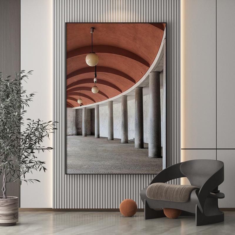 Пейзаж Здание Холст Картина Настенное Искусство Геометрическая Архитектура Пространство Проход Постеры и Принты для Декора Гостиной Коридора