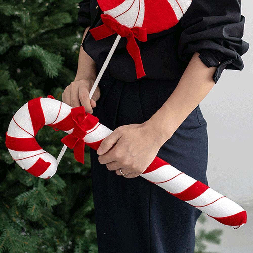 Белые и красные подвесные украшения в виде леденцов из пенопласта и бархата, украшение для рождественской елки, украшение для дома