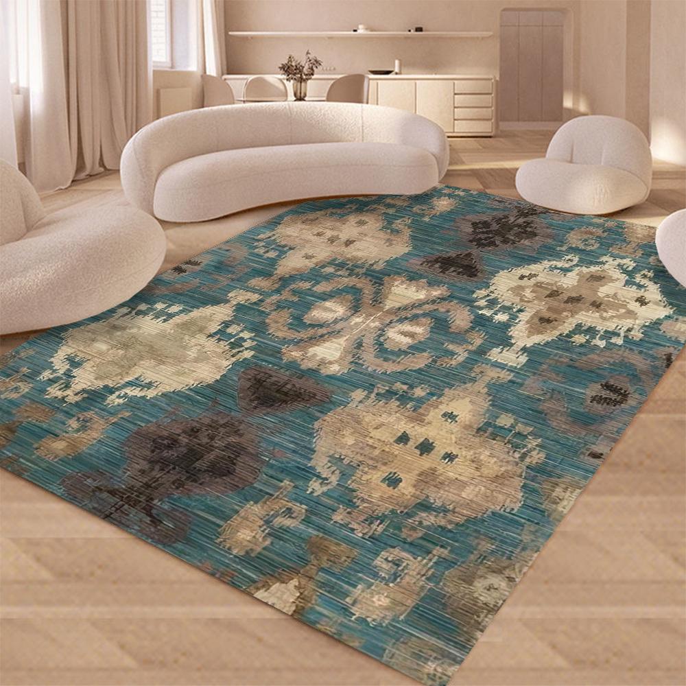 Vintage Tribal Area Rugs Washable Area Rugs for Living Room Bedroom Bathroom Kitchen Doormat Stain Resistant Non-Slip Floor Mat