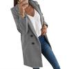 Solid Color Fashion Women Long Sleeve Lapel Slim Fit Pocket Button Overcoat