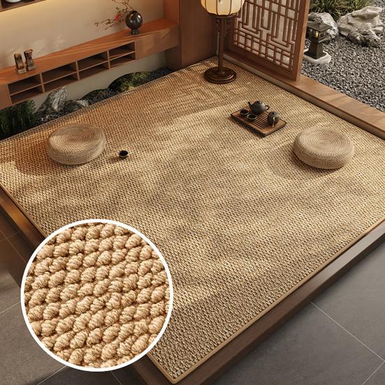 jijijing Solid Color Area Rug, Rustic Living Room Minimalist Floor Mat with Anti-Slip Backing, Indoor Carpet for Bedroom Tea