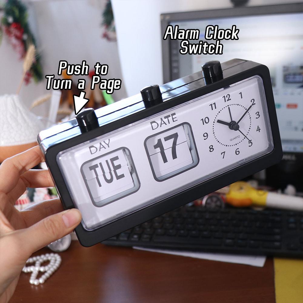 Electronic Manual Page-flipping Calendar Clock Date Week Table Clock Mechanical Alarm Clock School