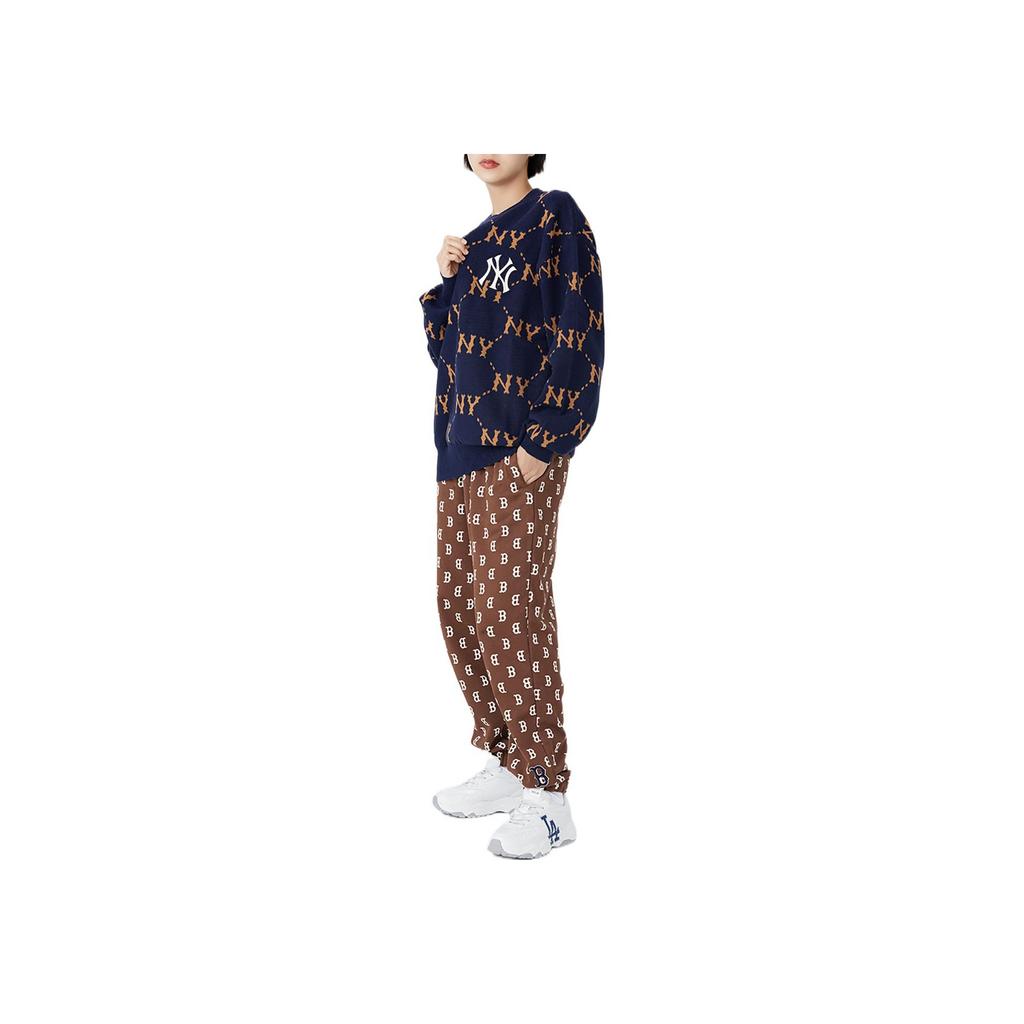 New MLB Old Flower Sweaters Unisex Navy Blue 3AKPM0226-50NYS