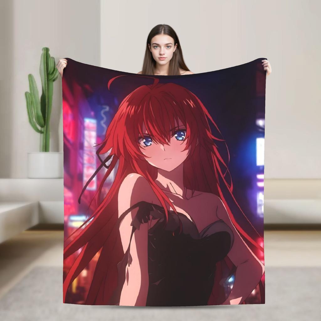 High School DxD Flannel Blanket Anime Super Warm Throw Blanket for Living Room Decorative Funny Bedspread Sofa Bed Cover