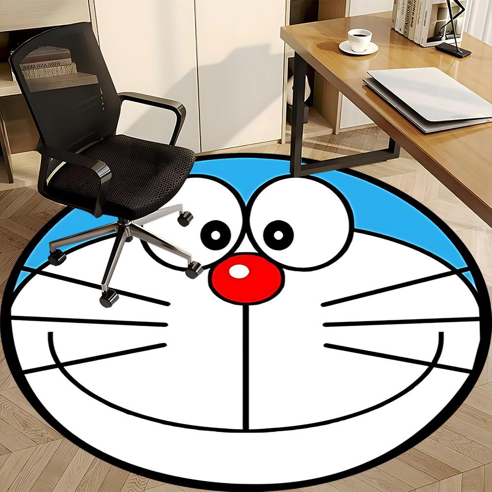 1pc Doraemon Robot Office Round Area Rug, Indoor Mat Suitable For Office, Bedroom Living Room Home Decor, Room Deco, Offic a0928181