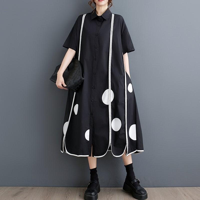 Short Sleeve Plus Size Cotton Vintage New In Dresses for Women Casual Loose Long Summer Shirt Dress