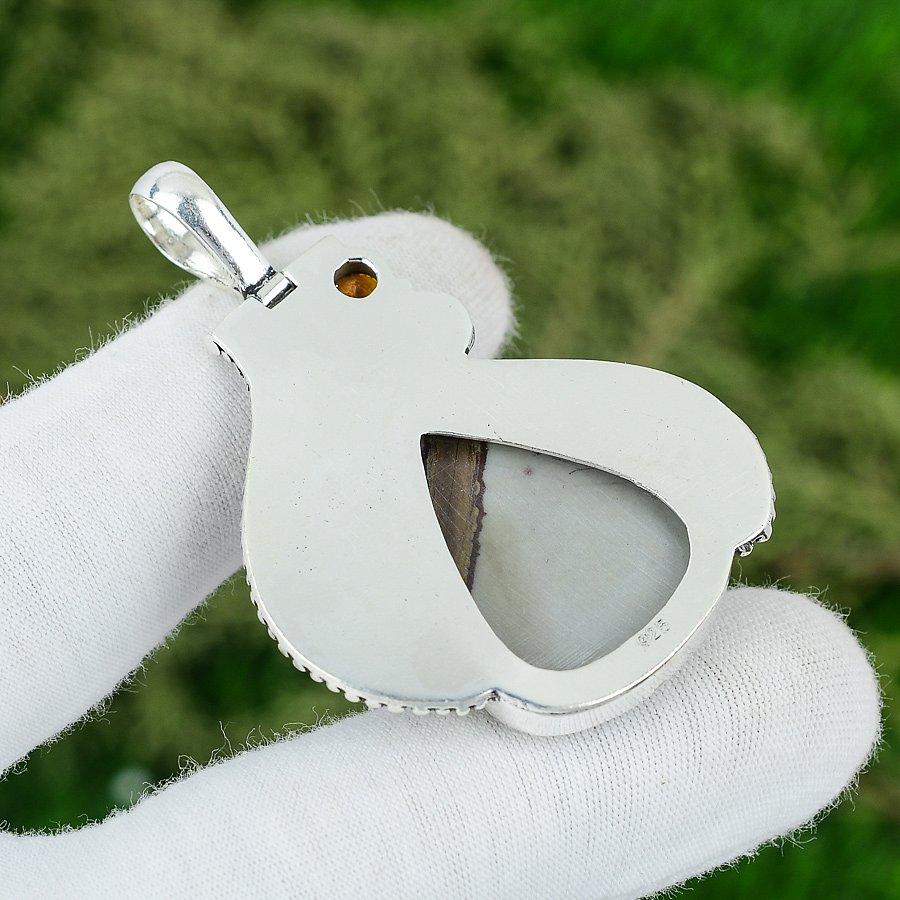 Подвеска из натурального полихромного яшмового драгоценного камня из стерлингового серебра 925 пробы, индийские украшения