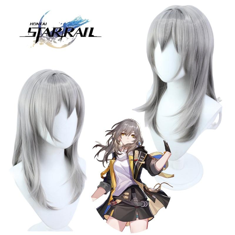 Cosplay Wig Realistic Scalp Silver Grey Gradient 52cm Length