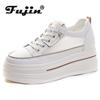 Fujin 8cm Air Mesh Genuine Leather Platform Wedge Sneaker Chunky Casual Vulcanize Hidden Heels Summer Women Spring Autumn Shoes